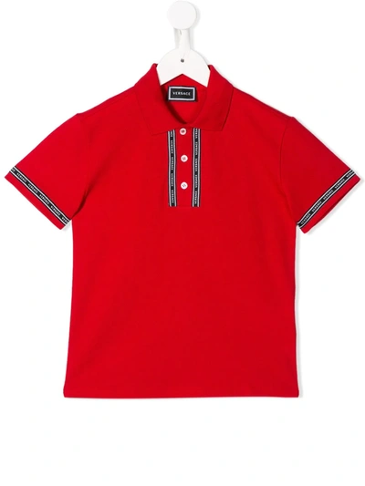 Young Versace Teen Short-sleeve Polo Shirt In Red