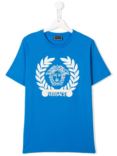 Young Versace Teen Medusa-print Cotton T-shirt In Blue