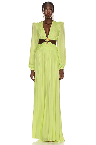Patbo For Fwrd Neon Cutout Gown In Lime