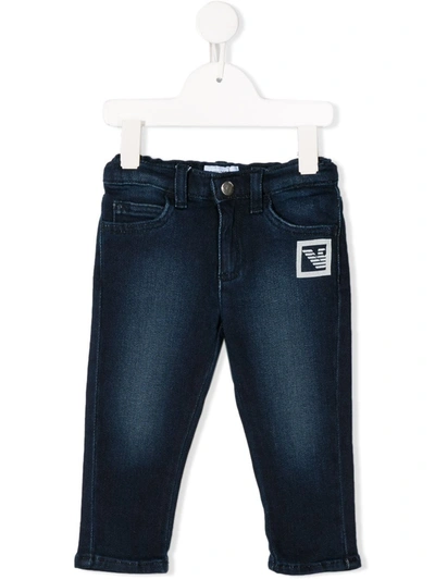 Emporio Armani Babies' Logo Patch Jeans In Blue