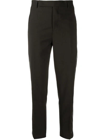 Rick Owens Metallic-stripe Tailored Trousers In Brown