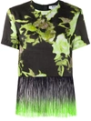Msgm Floral Print Fringe Trim T-shirt In Green