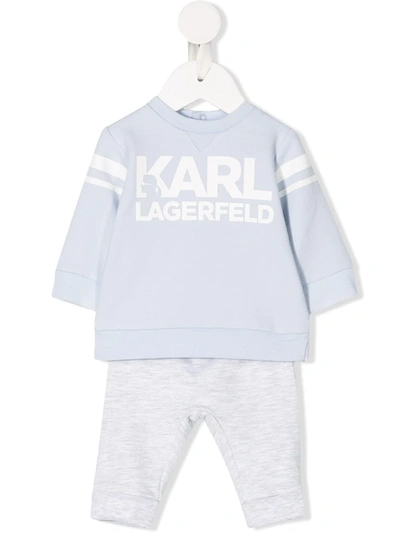 Karl Lagerfeld Babies' Signature Tracksuit Set In Blue
