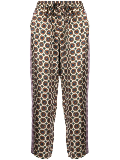 Pierre-louis Mascia Adanastr Geometric-print Silk Trousers In Neutrals