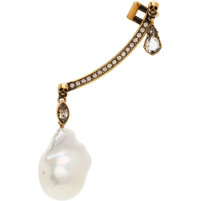 Alexander Mcqueen Gold-tone, Faux Pearl And Crystal Single Earring