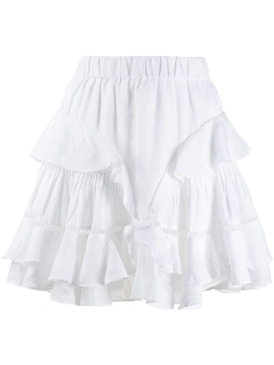 Isabel Marant Étoile Alikaya White Ruffled Linen Mini Skirt