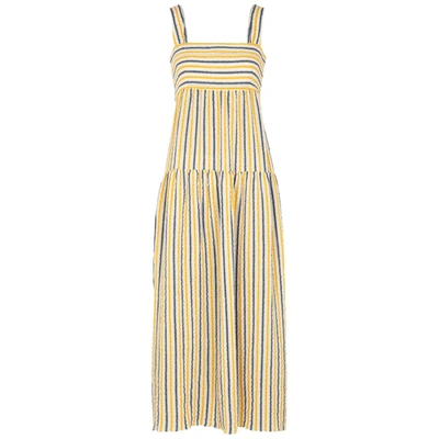 Three Graces Cosette Striped Seersucker Maxi Dress In Yellow