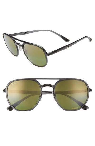 Ray Ban Rb4321 Chromance Polarised Lenses Sunglasses In Grey/ Green Gold Grad Polar