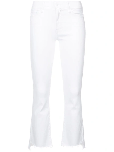 Mother The Insider Crop High-rise Flared Jeans In White