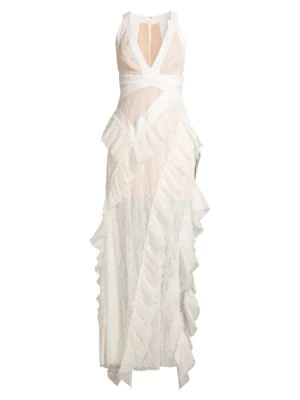 white bcbg gown
