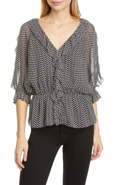 Joie Zaida Printed Peplum Top In Caviar