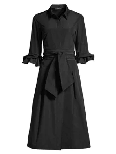 Lafayette 148 Hughes Belted Shirt Dress In Black Iridescent