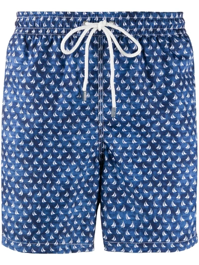 Fedeli Men's Positano Graphic Swim Trunks In Blue