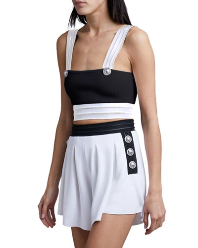 Balmain Two-tone Jersey Bra Top In Black/white