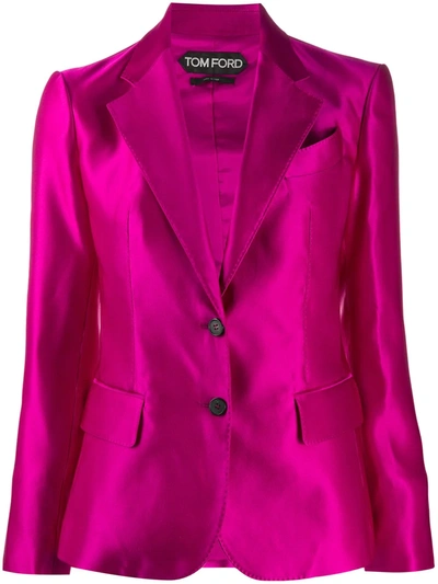 Tom Ford Duchess Satin Blazer Jacket In Pink