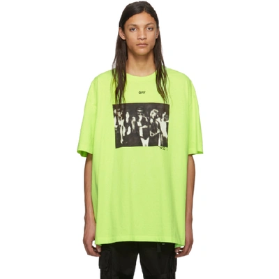 Off-white Print Spray Paint Slim Jersey T-shirt In Green | ModeSens