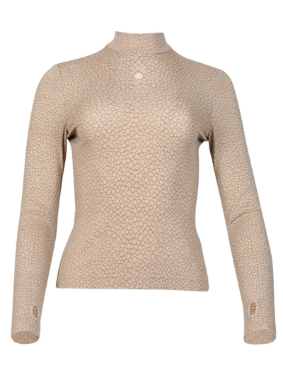 Burberry Beige Fish Scale Stretch Turtleneck, Size Medium In Neutrals