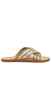 Beek Palila Crisscross Slide Sandal In Snake  Platinum & Sand