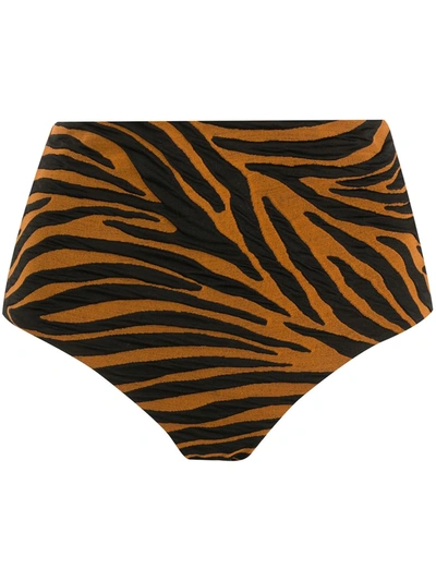 Mara Hoffman Lydia Tiger Stripe High-waist Bikini Swim Bottoms In Black
