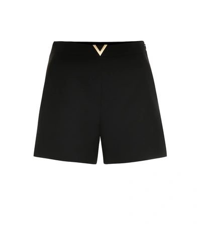 Valentino Embellished Wool And Silk-blend Shorts In Black