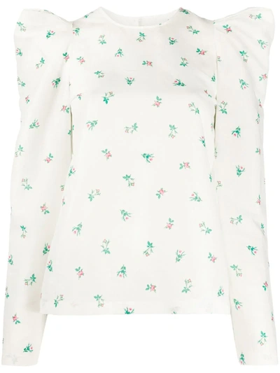 Philosophy Di Lorenzo Serafini Floral-print Linen And Cotton-blend Top In White