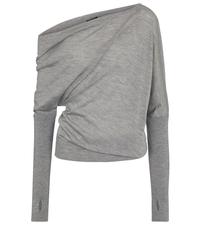 Tom Ford One-shoulder Cashmere And Silk-blend Sweater In Grey