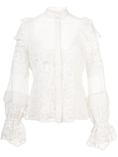Alexis Dafnie Crochet Ruffled Blouse In White