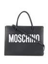 Moschino Logo Print Tote In Black