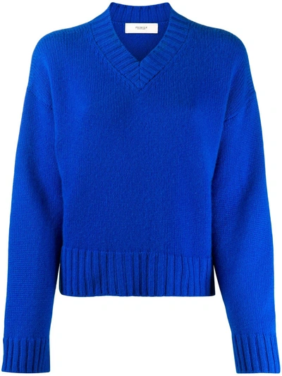 Pringle Of Scotland V-neck Dropped-shoulder Sweater In Blue