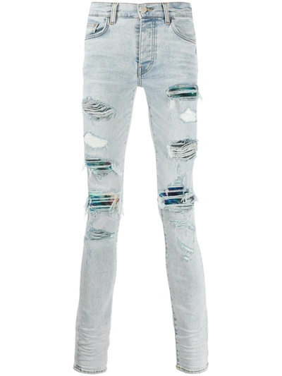 Amiri Mx1 Skinny Distressed Jeans In Blue