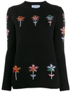 Prada Flower Intarsia Jumper In F0002 Nero