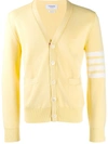 Thom Browne 4-bar Milano Stitch Cardigan In Yellow