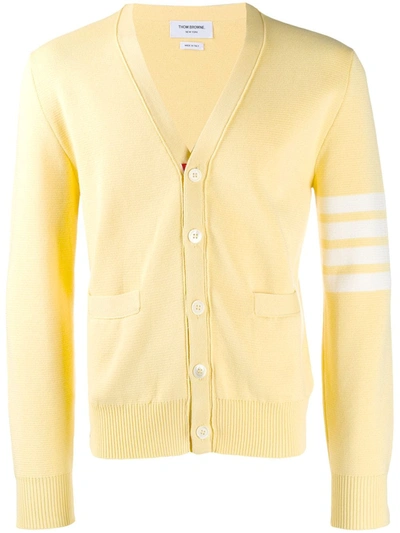 Thom Browne 4-bar Milano Stitch Cardigan In Yellow