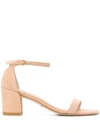 Stuart Weitzman Block Heel Suede Sandals In Pink In Light Pink