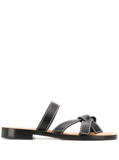 Loewe Gate Leather Sandals In Black