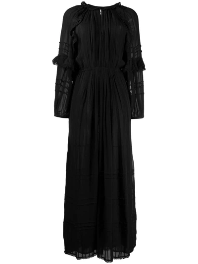 Isabel Marant Étoile Embroidered Trim Peasant Dress In Black