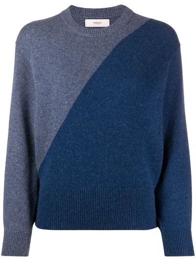 Pringle Of Scotland Two-tone Blouson-sleeved Jumper In Blue