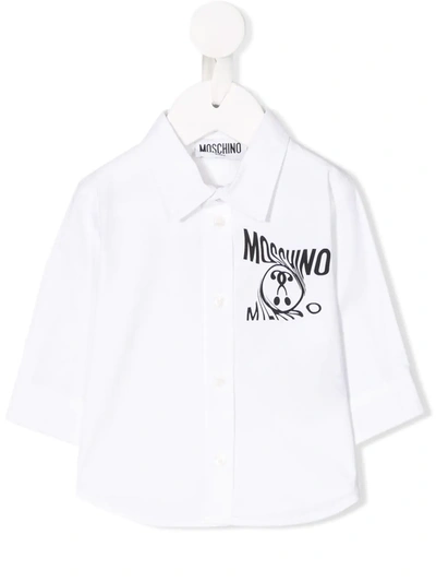 Moschino Babies' Printed Logo Shirt In White