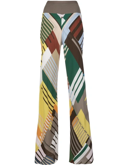 Rick Owens Colour Block Wide Leg Trousers In Multicolour