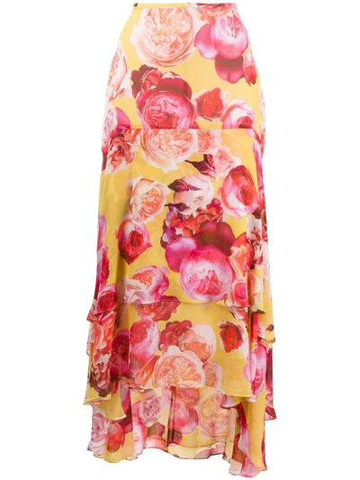 Pinko Draped Floral Print Skirt In Multicolour