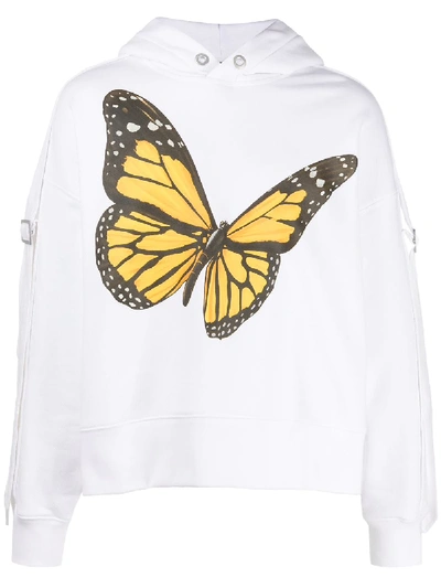 Palm Angels Oversized Canvas-trimmed Printed Cotton-jersey Hoodie In White