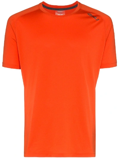 2xu Ghst Stretch-jersey T-shirt In Orange