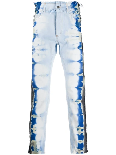 Palm Angels Distressed Tie-dye Slim-fit Jeans In Blue