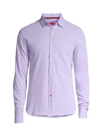 Isaia Long-sleeve Piquet Wash Polo Shirt In Light Purple