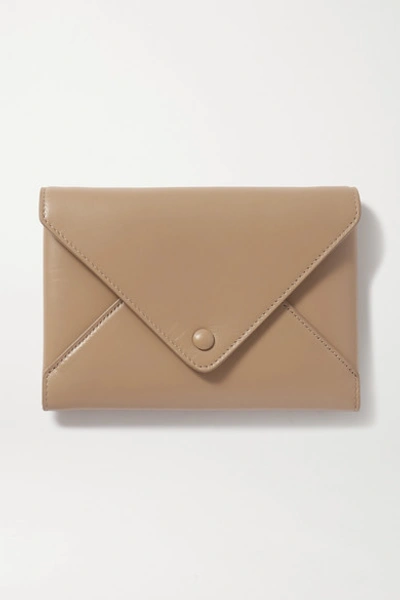 The Row Envelope Small Leather Clutch In Beige