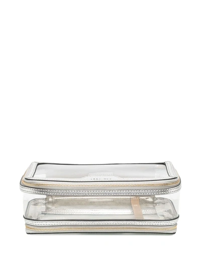 Anya Hindmarch Inflight Metallic Leather-trimmed Perspex Cosmetics Case In Silver