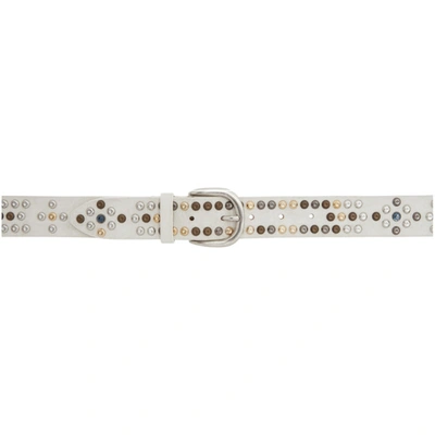 Isabel Marant Devis Embellished Suede Belt In 20ck Chalk