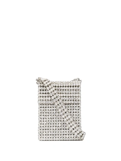 Area Crystal Flapper Embellished Silver-tone Shoulder Bag