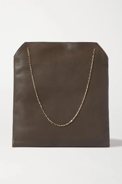 The Row Lunch Bag Leather Tote In Dark Green ModeSens