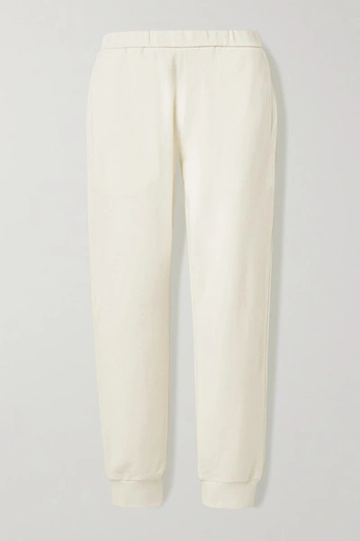 The Row Azila Cotton And Cashmere-blend Track Pants In Cream